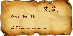Kusz Henrik névjegykártya